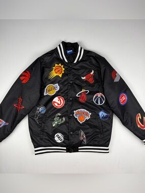 NBA Ultra Game Varsity Team Logo Quilted Bomber Jacket Kids Size Large 14-16 EUC
